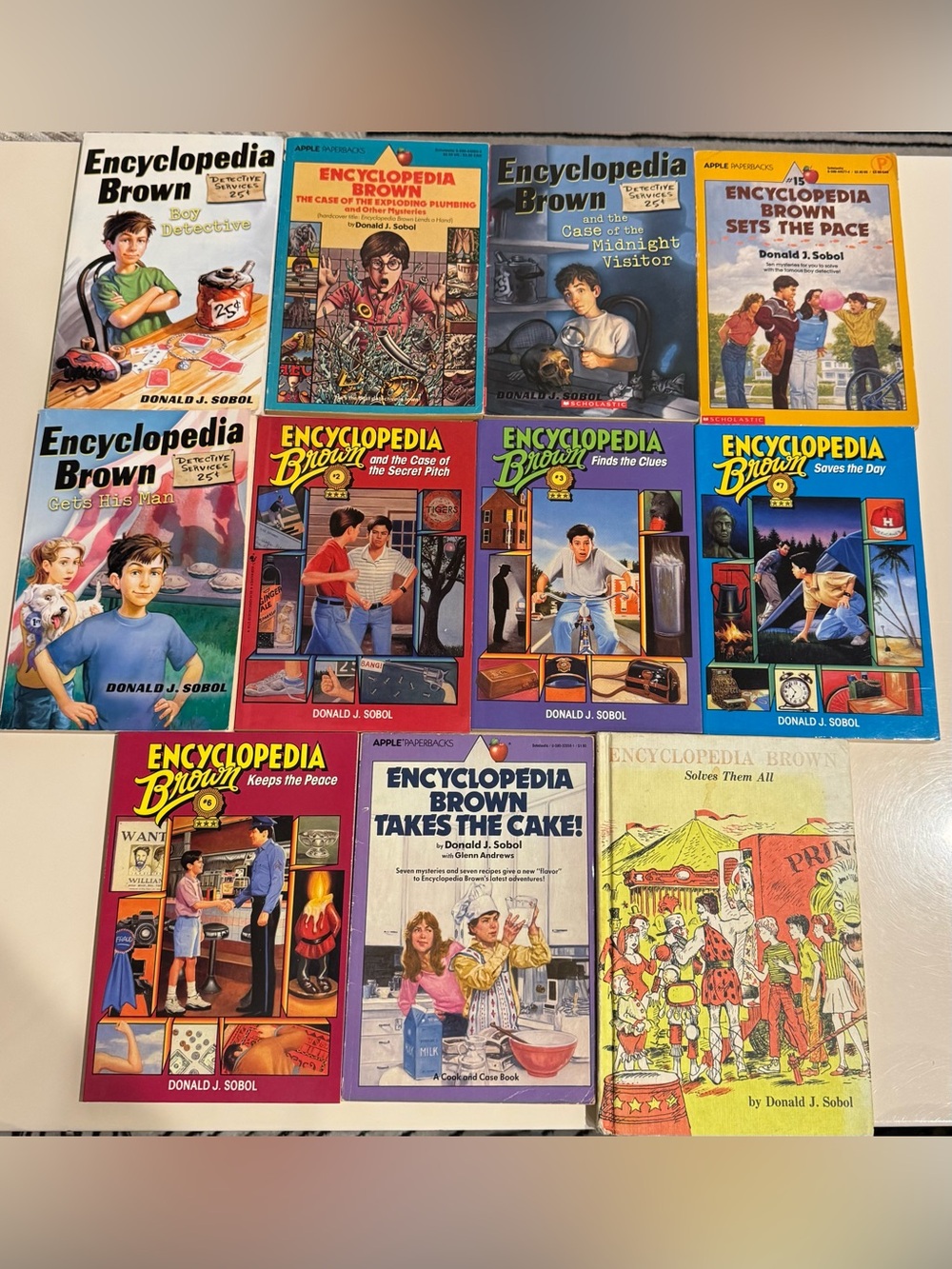 Lot of 11 Encyclopedia Brown Mystery chapter books by Donald J. Sobol PB + HC